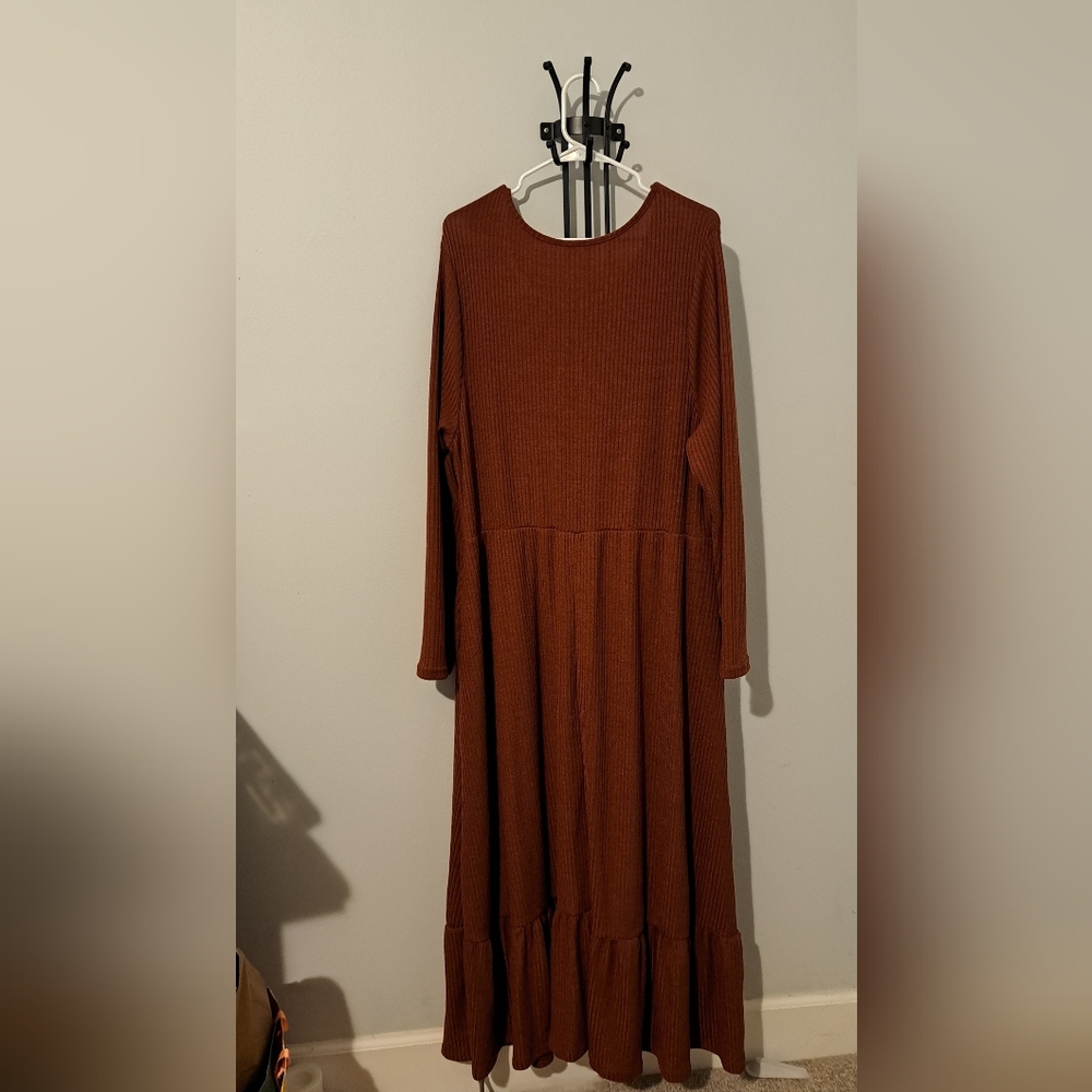 Rusty Brown Long Sleeve Dress 4XL fits like 2xl - Picture 3 of 7